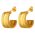 Pretty Design Fashion 316L Stainless Steel 18 K Gold Waterproof Hoop Earrings F711