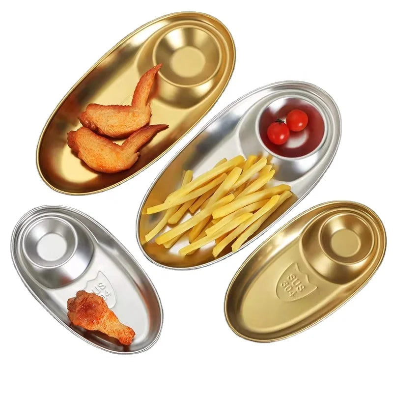 Hotel Restaurant Metal Oval Shape Serving Plate Dish Fruit Food Trays Stainless Steel Serving Platters