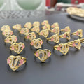Qiuhan OEM Personality A-Z Letter Women Flower Heart Adjustable Zirconia Custom Initial Enamel Ring
