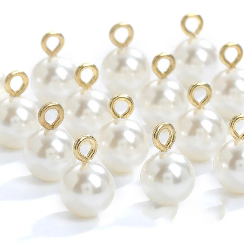 O-ff White round Shape Pearl Pendant with Hole DIY Jewelry Sew-on Technique Loose Rhinestones Rhinestone Type