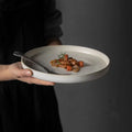 Solhui Ceramic Retro Steak Plate Breakfast Salad Pasta Plates Thickened Straight Edge Flat Dishes Matte Tableware