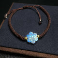 Hand Woven Sterling Silver Natural Blue rainbow Moonstone  Charm Bracelets  Hand Made Jewelry Healing Crystal Gemstone Bracelet