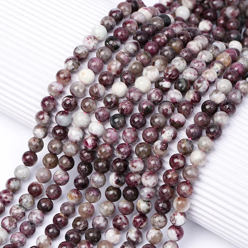 4mm 6mm 8mm 10mm 12mm Natural Tourmaline Stone Beads Round Loose Spacer Bead for Jewelry Making DIY Bracelet Accessories