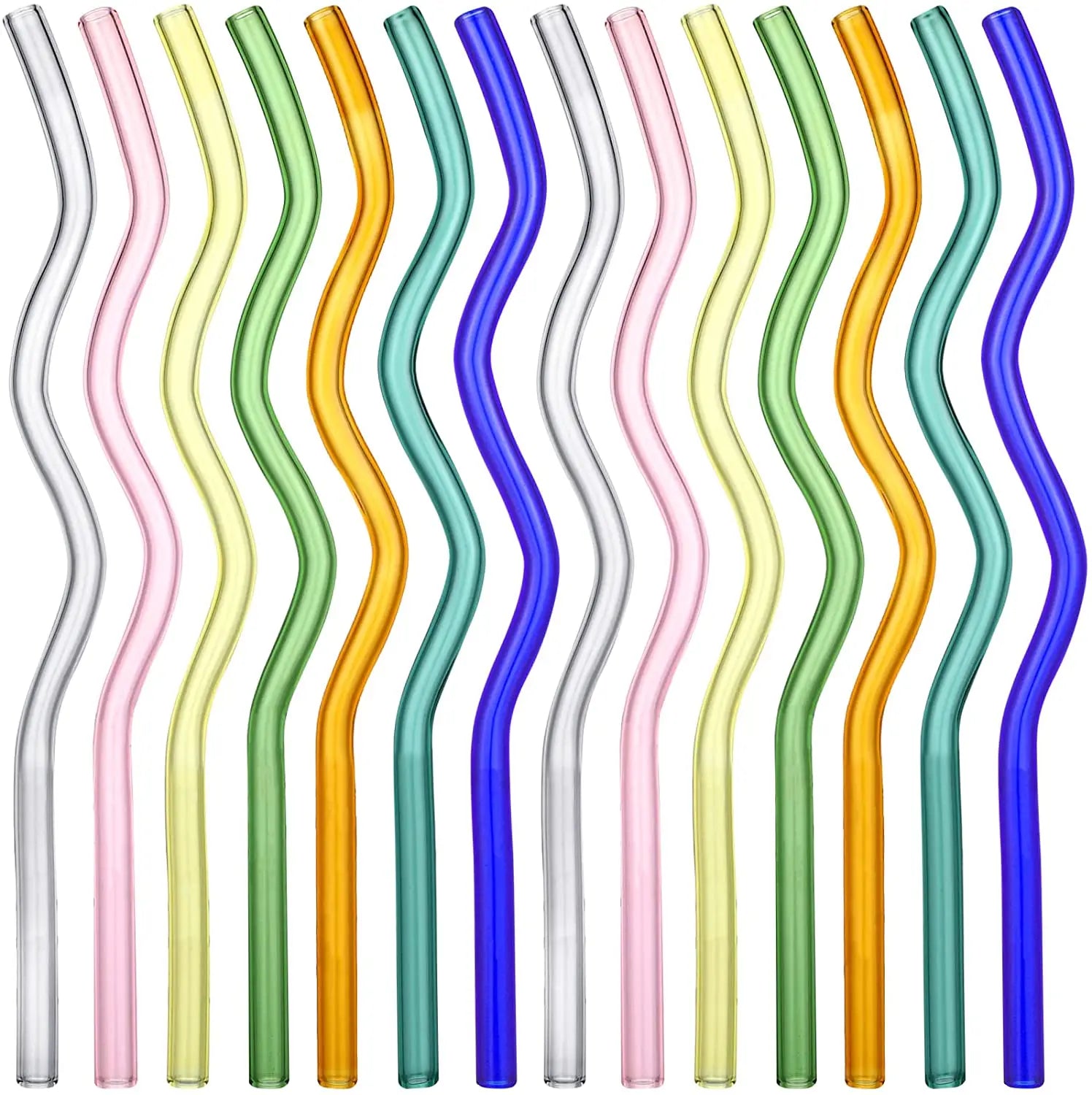 Food Grade Borosilicate Glass Wavy Straw Heat Resistant Funny Drinking Straws Hot Sale