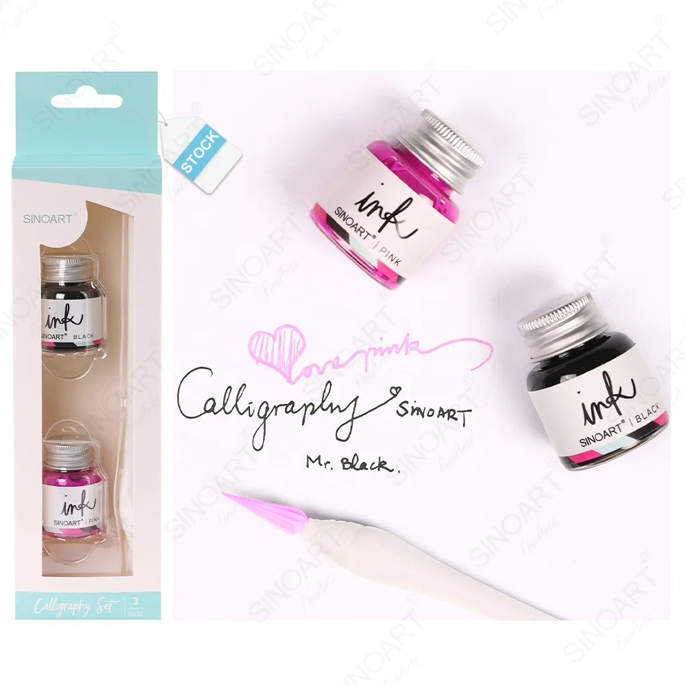 SINOART Art Supplies Drawing Calligraphy Set in Stock Pigment Type Glass Dip Pen Ink Set