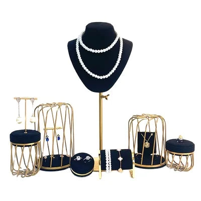 High Grade 8 Colors Luxury Unique Cage Design Metal Jewelry Display Set