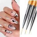 BIN 3pcs/set Professional Metal Handle Nail Art Brushes Set Line Art Brush Nail Extension Tool Pen Nail Art Drawing Liner Brush