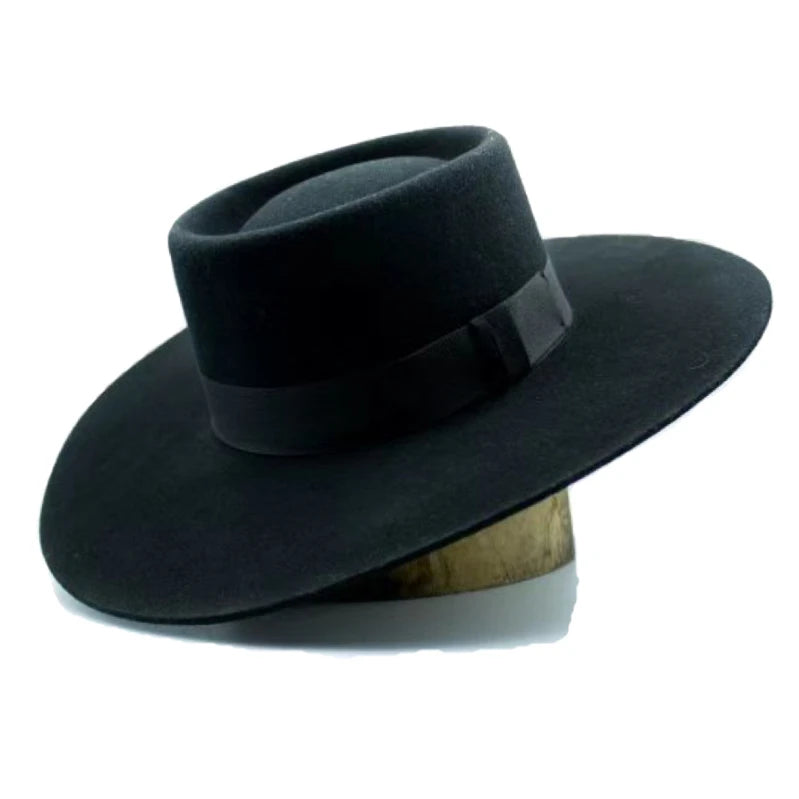 Classic 100% Wool Felt Pork Pie Hat Wide Brim Mexican Sombreros for Men Casual Outdoor Party Wear for Winter