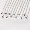 Stainless Steel Silver Plated 12 Zodiac Sign Disk Pendant Necklace Crystal Birthstone Zodiac Pendant Necklace