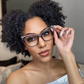 Women Trendy Girl Eyeglasses Big Frame Oversized Vintage Unique square Eyeglasses Taking Photos Good Wide Vision Eyeglasses
