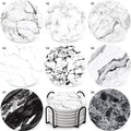 Nordic Ceramic 8-Piece Mug Set with Absorbent Drinks Coasters Marble Style Mats & Pads