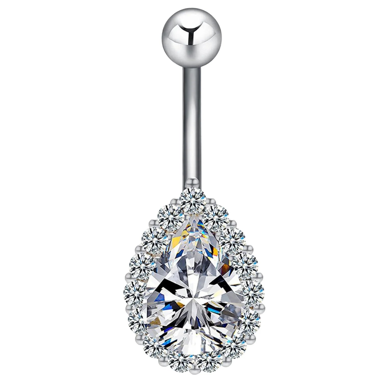 Hot Selling Body Piercing Jewelry Stainless Steel Inlaid Big Zircon Belly Piercing Navel Nail Diamond Ball Top