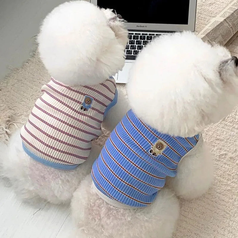 Striped Lightweight Pet Vest Summer Clothes for Small Dogs Cats Teddy Bichon Pomeranian Yorkshire
