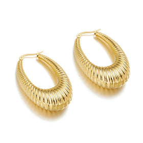 Trendy Round Chunky Hoop Earrings for Women Gold Color Stainless Steel Hoop Earrings New Metal Accessories Jewelry