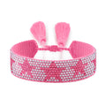 Crystal Handmade Rhinestone Star Pattern Design Custom Woven Tassel Bracelets Wristbands With Tassel for Festival Party