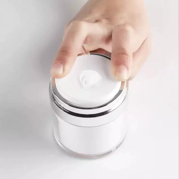 Luxury Double Wall Screw White Round Plastic Vacuum Pump Jar 30g Empty Acrylic Plastic Airless Cream Jar for Cosmetic Packaging