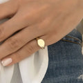 Custom Men Solid Signet Ring Croissant Ring 18k Gold Stainless Steel Blank Ring for Women Girls Gift laser engraving logo
