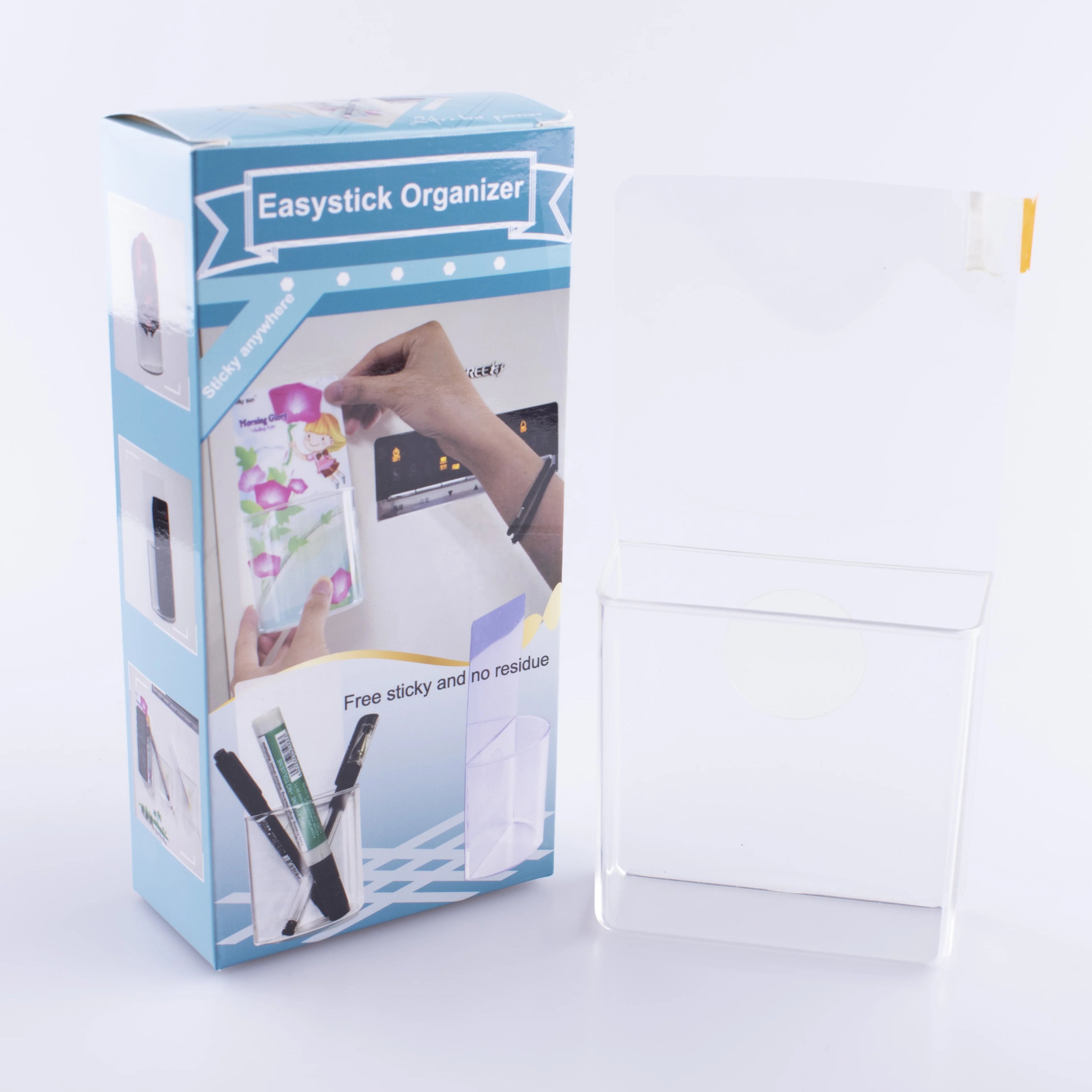 2 Piece Transparent Self Adhesive Wall Mount Organizer Storage Box Remote Control Holder