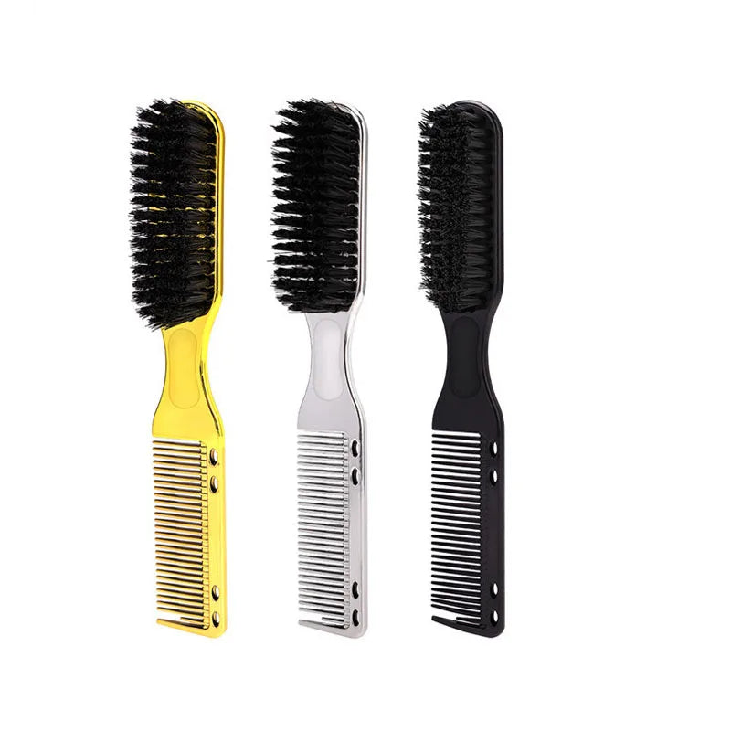 Gmagic Professional Shave Beard Brush Barber Double-sided Comb Silver Gold ABS Nylon Beard Styling Brush