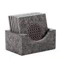Natural Black Stone Marble Drink Coaster Coffee Table Mats Coasters Black Marble Coasters With Holder