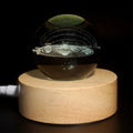 USB LED Wood Cylinder Display Base Stand 3D Crystal Laser Light with Battery BOX and Switch