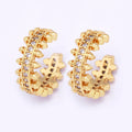QIKU Fashion Gold Color Women Earrings Copper Cubic Zirconia Ear Cuff Trendy Clip Hip Hop Punk Style Crystal Jewelry Party Gift