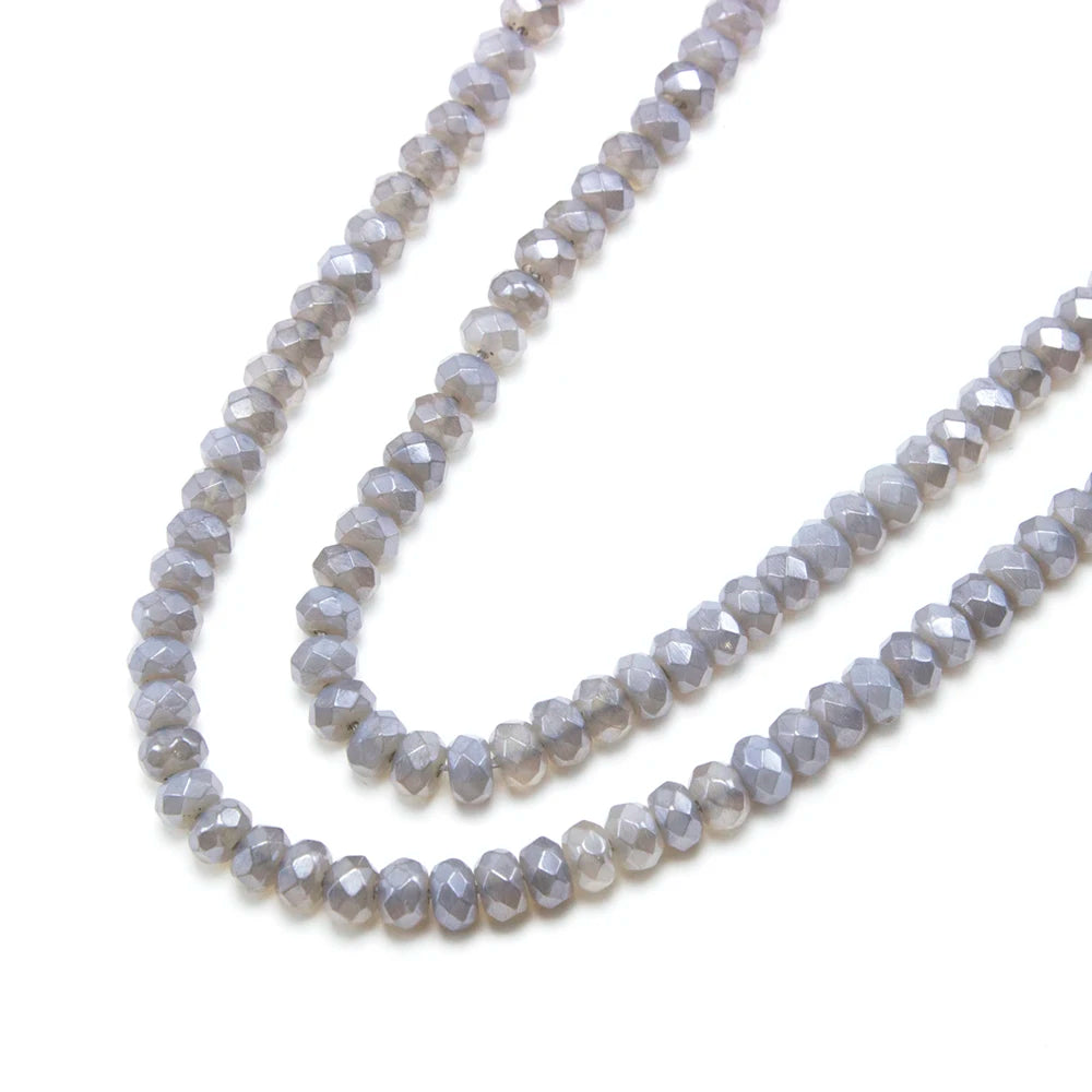 6mm Gray Agate with Luster Faceted Round Beads for DIY Jewelry Making