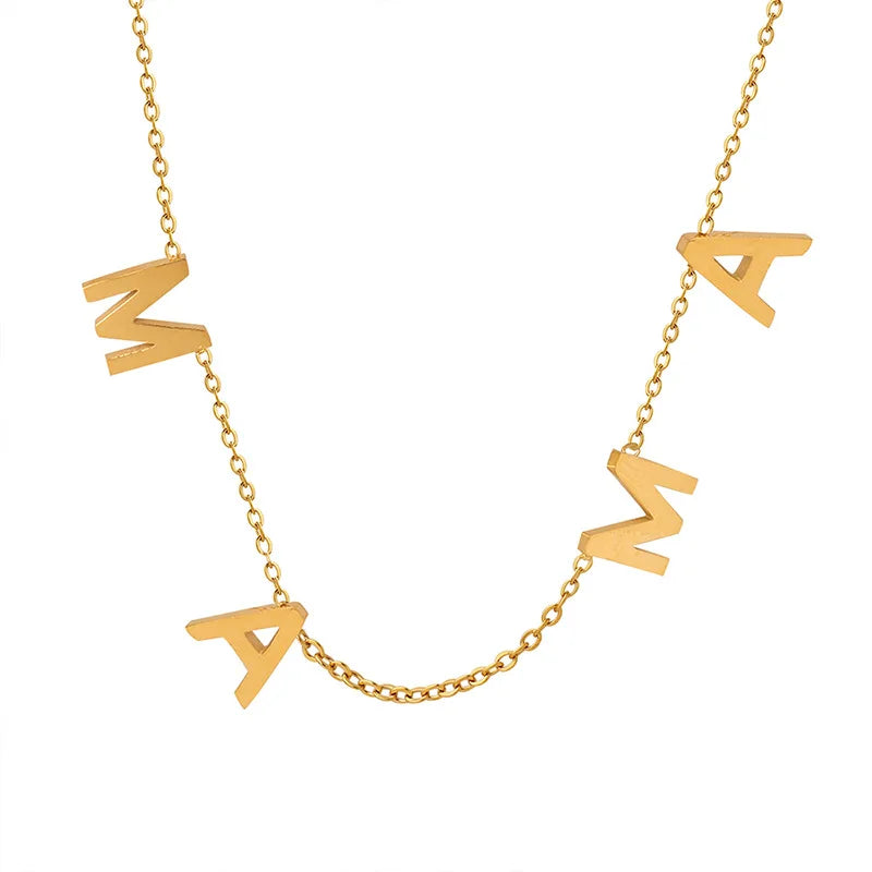 Customized Festival Mother'S Day Gift 18k Gold Plated Stainless Steel Mama Letter Pendant MAMA Necklace