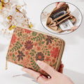 Retro Printed Pattern Women's Clutch Purse Multifunctional Metal Zipper Wallet Large Capacity Accordion Credit Card Holder