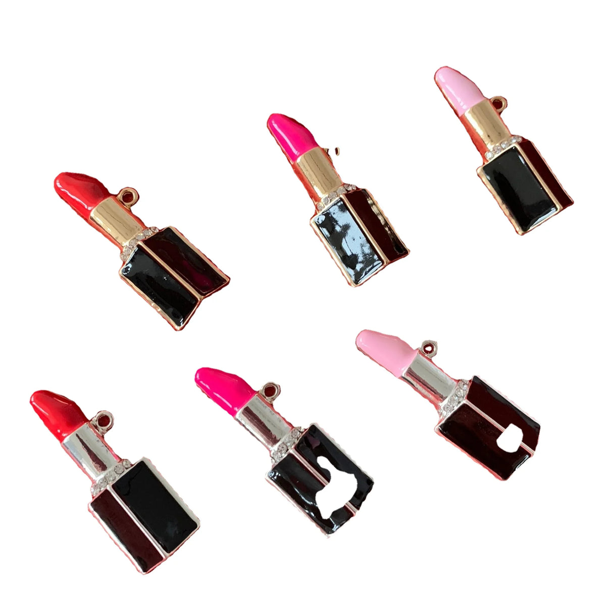 metal alloy large lipstick charms red pink color enamel lipstick bag charms sexy lady lipstick charms for bracelet necklace MegaBDM
