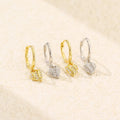 Wholesale Fashion Jewelry 925 Sterling Silver Heart CZ Diamond Dangling Earring 18K Gold Plated Hoop Earring Jewelry for Women