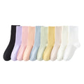 New Cute Solid Color Seamless Medium Tube Socks Candy Light with Cartoon Logo Knitted Cotton Crew Socks Sweet Little Colorful