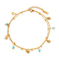 New Arrival Stainless Steel Anklet Beach Jewelry Gift Stainless Steel Turquoise Stone Pendant Seashell Charm Anklet