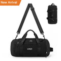 Custom Logo Gym Travel Bag Waterproof Oxford Material with Polyester Lining Workout Shoe Compartment