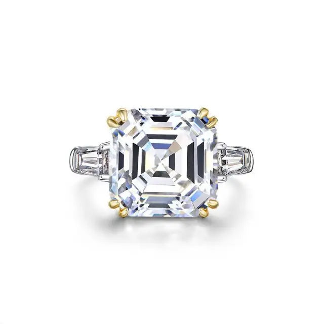 Iced Out Clear CZ Square Ring Big Stone Cut 5A Cz Engagement Wedding Rings for Women