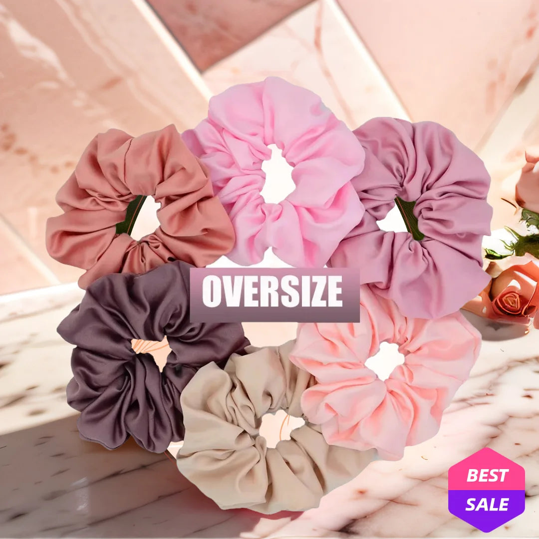 Wholesale Fashion Custom Oversized Xxl Scrunchies Colorful Elastic Silk Satin square Large Hair Scrunchies Set Girls Scrunchies