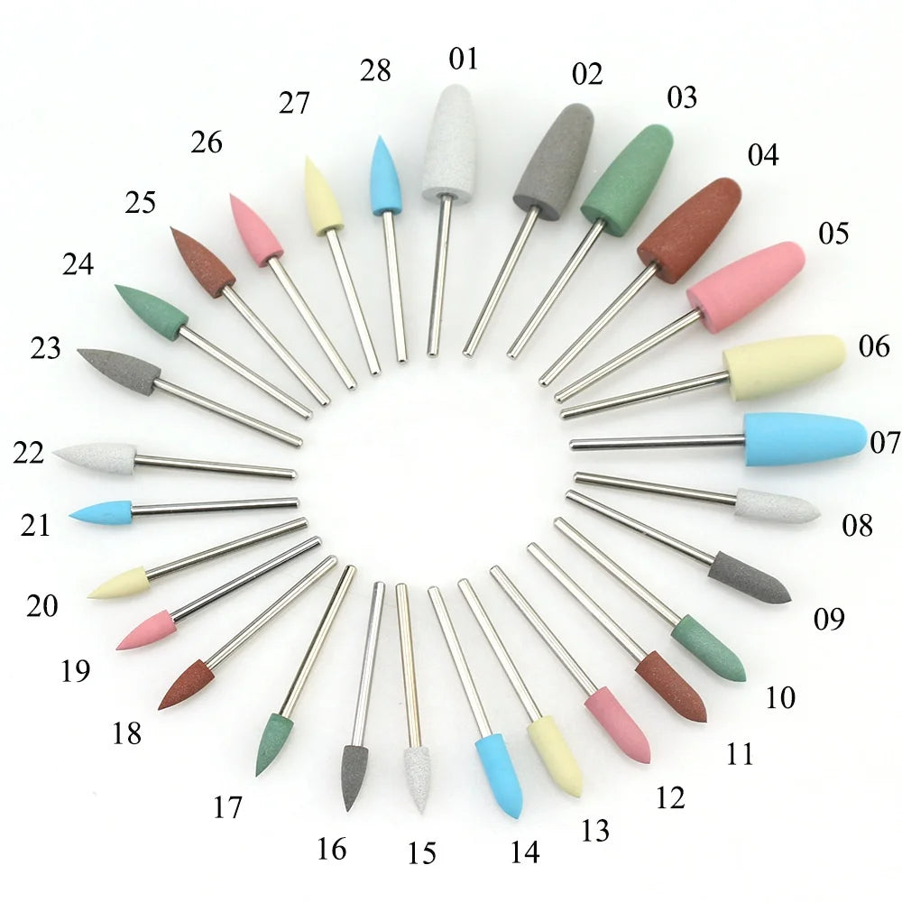 1PC Silicone Material Nail Drill Bits 150# to 800# 7colors Manicure Tools Silicone Grinding Head for Electric Manicure Pedicure