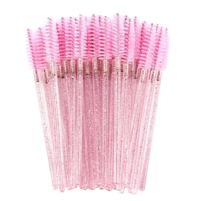 Wholesale Private Label Crystal Handle Pink Glitter Lash Brushes Mascara Brush for Eyelash