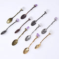 Wholesale Crystals Healing Stone Natural Amethyst Raw Tooth Crystal Rose Gold Mini Dessert Spoon Gifts