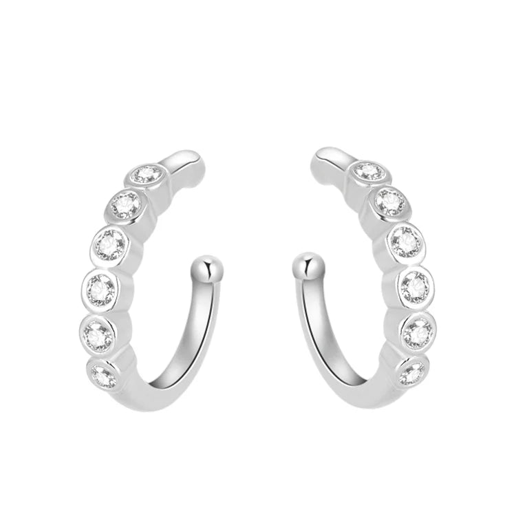 Fashion Simple Design Jewelry Cuff Earring 3A Cubic Zirconia 925 Sterling Silver Gold Earring Cuffs