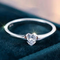 CAOSHI Simple Style Heart Shaped Cubic Zirconia Finger Thin Rings for Fashion Jewelry Party Wedding Silver Plated CZ Rings Women
