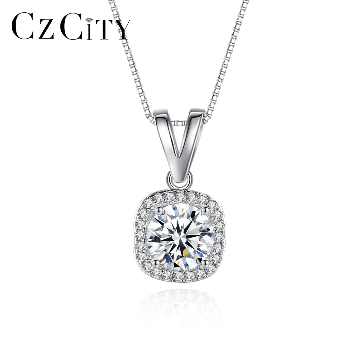 CZCITY Pendant Jewelry Bling Diamond Moissanite S925 Iced Out Trendy Woman Statement 925 Custom Necklace