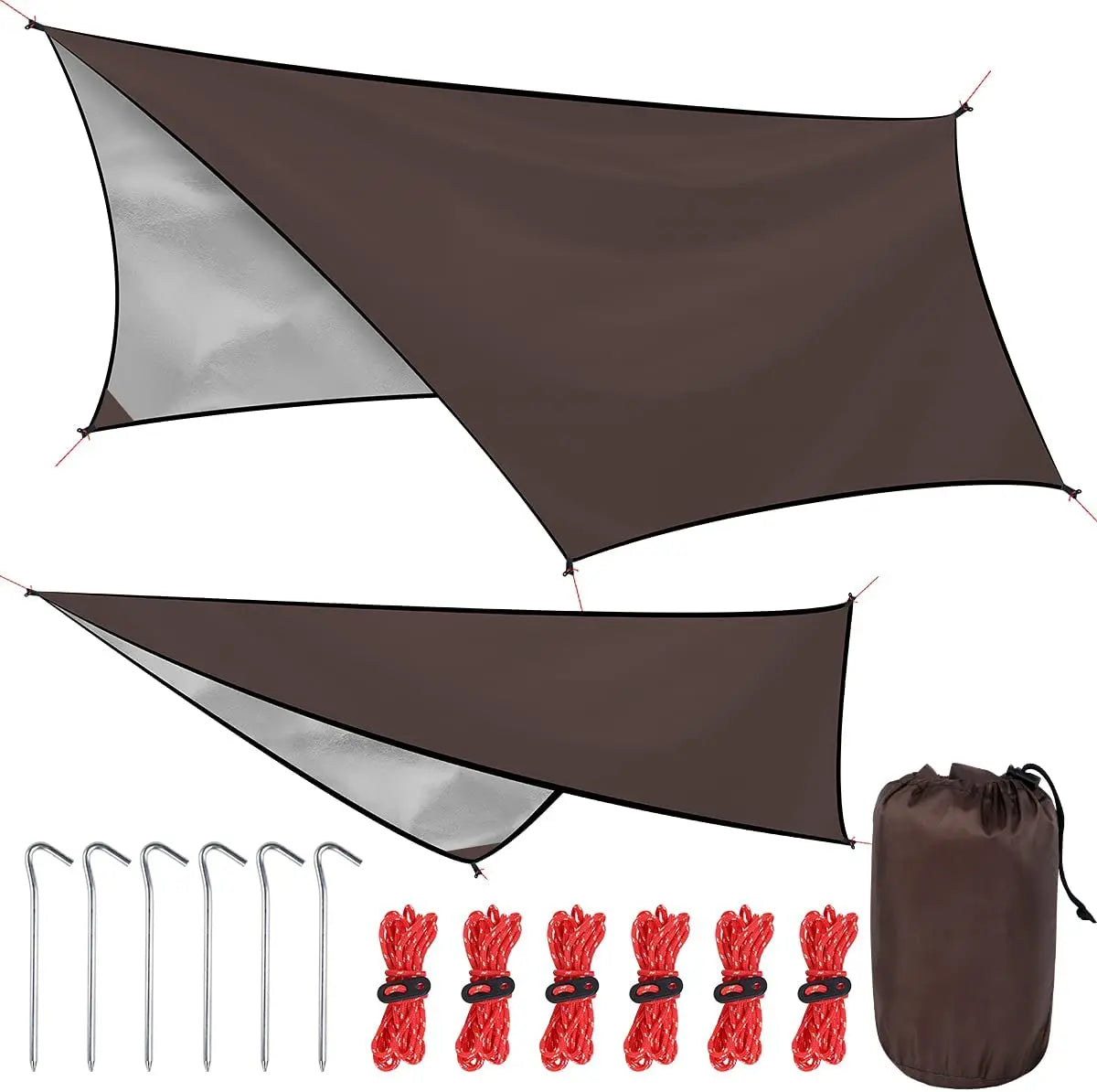 Woqi Waterproof Tent Outdoor Family Portable 3-4 Person Camping Hammock Rain Fly Tarp