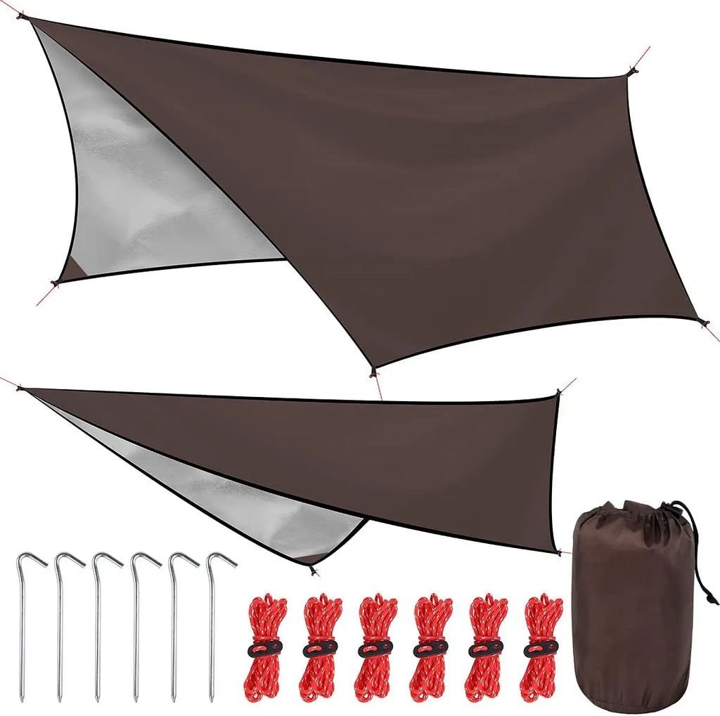 Woqi Waterproof Tent Outdoor Family Portable 3-4 Person Camping Hammock Rain Fly Tarp