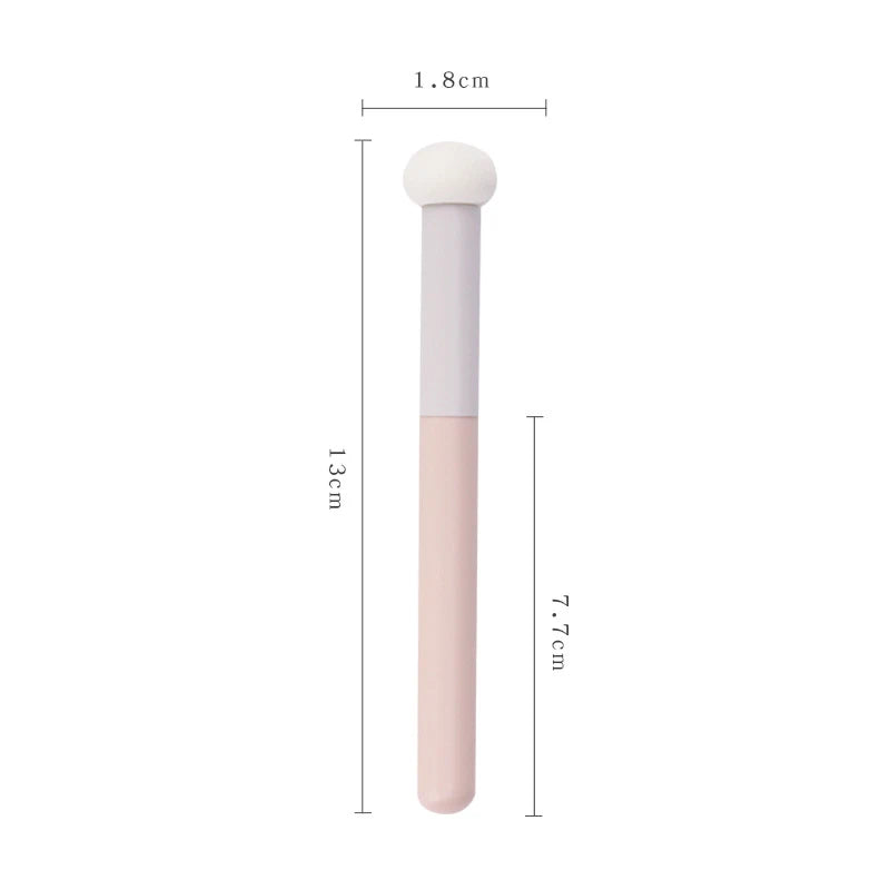 Wholesale Pink Soft Mushroom Round Head Sponge Makeup Tools Portable Wood Handle Concealer Brush With Private Label