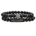 Popular Fashion Jewelry Elastic Bracelet Micro-Inlaid Zircon Curved Pipe Micro-Inlaid Skull Set Frosted Stone-Bangles Bracelets
