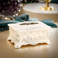 QIAN HU Luxury Nordic Vintage Square Gold Metal Storage Tissue Box Big Capacity Home Wedding Decorations Facial Tissue Paper Box