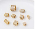 HOT Sale 14K Gold Plated Brass CZ Cylindrical Perforated Beads Charms for Bracelet Necklace Making