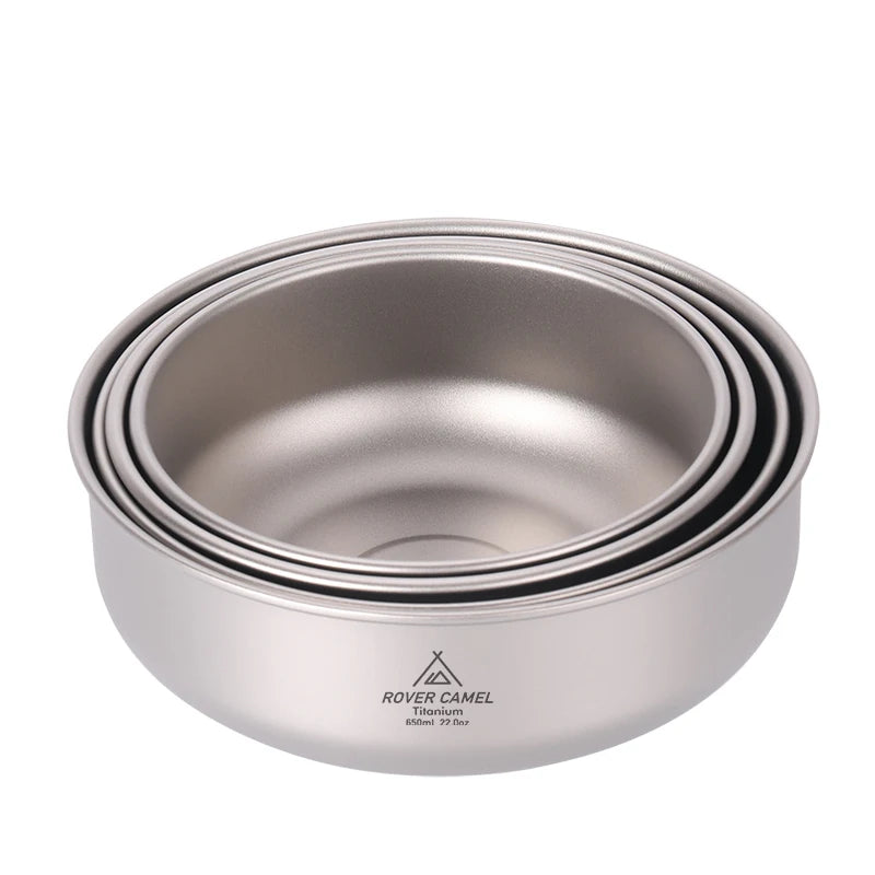 Camping Bowls Set  Titanium Camping Tableware 350ml-650ml Outdoor Picnic Dish Pan Portable Plates Saucers Camping Accessories