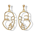 SC 18k Gold Plated Earrings Korean Trend Earring Fashion Abstract Hollow Out Face Dangle Earrings for Women
